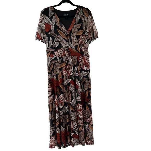 Kate and Lily Brown Earth tones Floral Midi Maxi Dress Sz 14W Womens - Picture 1 of 8